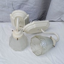 Pair of Wall Sconce White Lamp Frosted Shade - $216.62