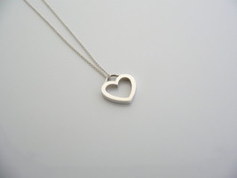 Tiffany &amp; Co Silver Heart Necklace Pendant Charm Chain Gift Love T and Co Classy - £196.15 GBP