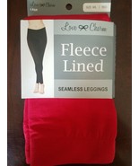 Love Charm Fleece Lined Seamless Leggings M/L Red - $299.25 MXN