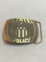 State Police Belt Buckle Eagle Vintage 1980 Indiana Metal Craft Solid Bronze - £17.52 GBP