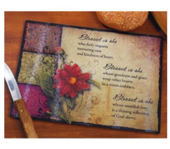 NEW in box &quot;Blessed is She&quot; Tempered Glass Cutting Board  16x12&quot; by Abbey Press - £23.53 GBP