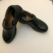 Born BOC Peggy Slip On Clogs Nursing Wedge Shoes Black Leather Women&#39;s Size 7 - £11.86 GBP