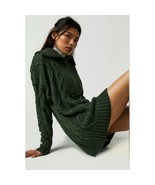 New FREE PEOPLE Driftwood Cable Polo SWEATER $168 SMALL Quarter Zip Green - $106.20