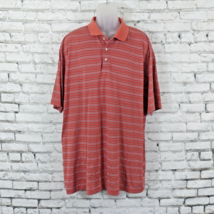Alan Flusser Polo Mens XXL Orange Striped Golf Performance Shirt Short Sleeve - £14.38 GBP
