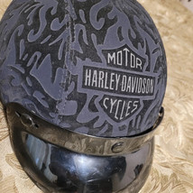 Vintage 2000 Harley Davidson Black Velvet Half Helmet Size Small W/Sunshade - £54.50 GBP