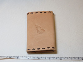 Handmade leather key holder  lite tan or beigh 4 3/8&quot; X 2 1/2&quot; Praying h... - £10.26 GBP