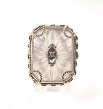 14k Yellow Gold Vintage Women&#39;s Cocktail Ring With Antique Crystal - $344.00