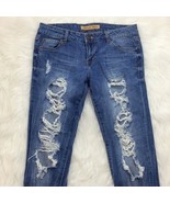 Celebrity Pink distressed skinny medium wash jeans Juniors Size 7 - $361.94 MXN