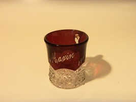 Vintage Flashed Ruby Glass Mini Cup Maxin 1944 - £10.09 GBP