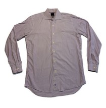 David Donahue Trim Fit Dress Shirt Purple Stripes Mens 16 1/2 Button Up Collar - £19.87 GBP