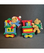 VTG Bucilla Santa Bear With Toy Train Felt Sequin Christmas Ornaments 84438 - $39.55