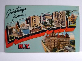 Greetings From Albany New York Large Big Letter City Postcard Chrome 1957 - $8.55