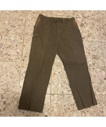 Orvis Mens Khaki Zambezi Twill Heavy Cotton Pants Leather Trim Size 33x28 - £51.04 GBP