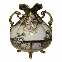 VINTAGE NIPPON PORCELAIN IVY LEAF FLOWERS MARK MORIAGE PILLOW VASE WITH ... - $149.60