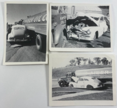 Vintage 3 Photographs Kaiser Oil Company Car Crash Accident 1950&#39;s - £19.54 GBP