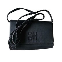 Vtg Givenchy Paris Evening Bag Purse Clutch Black Logo Sateen Braided Co... - $79.19