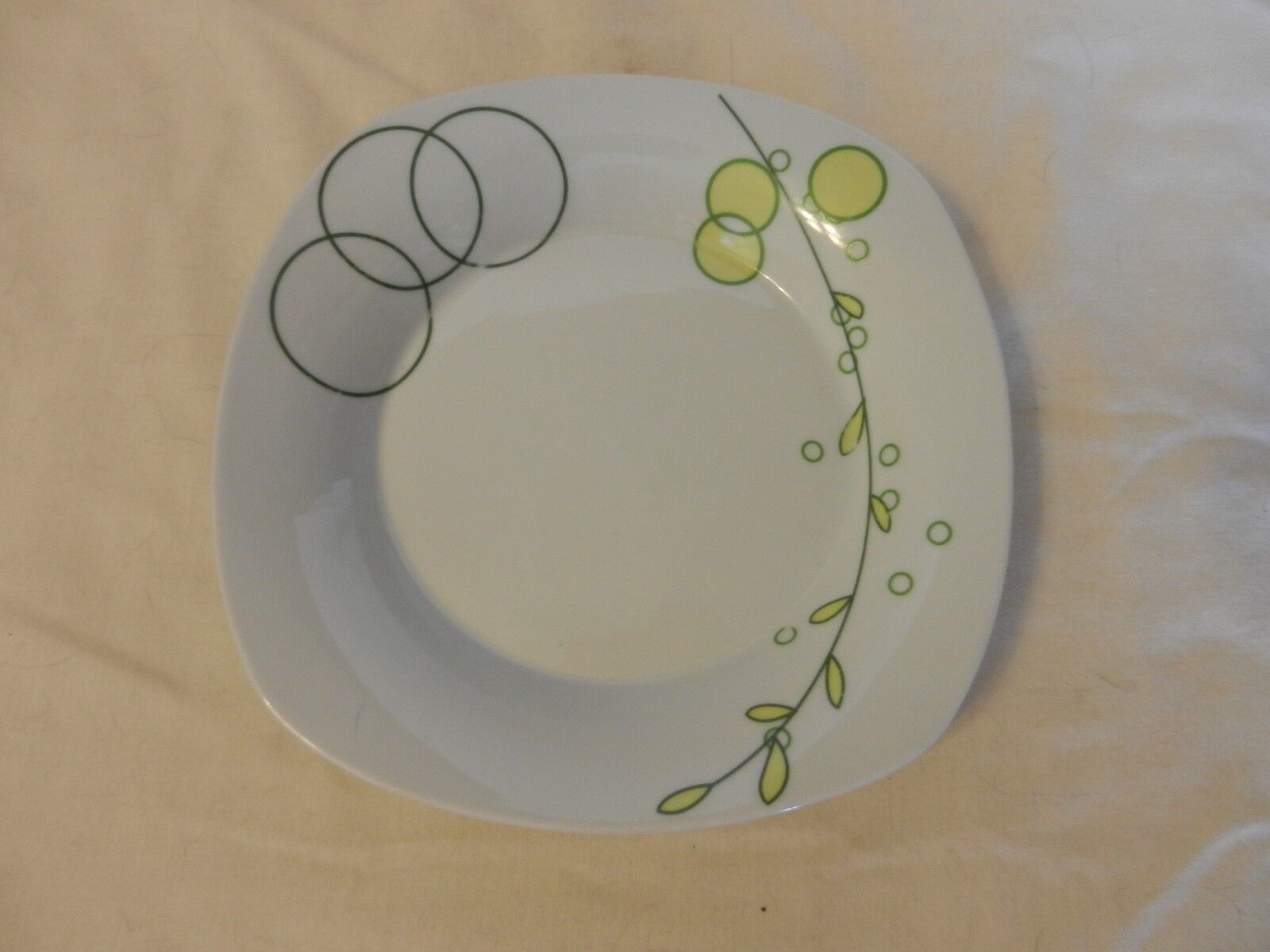 Primary image for White With Green & Yellow Leaves Porcelain Salad Bowl Aramco Alpine Cuisine