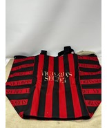 Victoria&#39;s Secret Black Red Stripe XL Canvas Tote Bag Zig Close Carry On... - $39.99