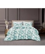 CHARLOTTE FLOWERS TURQUOISES DECORATIVE BEDSPREAD QUILTED SET 3 PCS QUEE... - €51,35 EUR