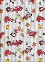 New Mickey &amp; Friends Christmas Strip w/Present Cotton Fabric by the Half-Yard - £4.54 GBP