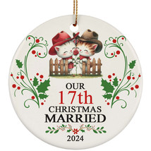 Our 17th Years Christmas Married Ornament Gift 17 Anniversary Cute Cat Couple - $15.79