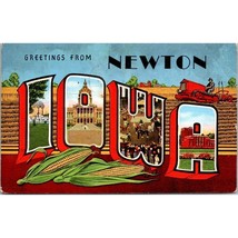 Vintage Linen Postcard, Newton Iowa Spellout Greetings, 6272N, Midwest America - £3.95 GBP