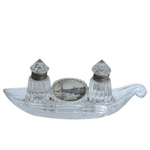 c1900 Blackpool England Souvenir Double inkwell in boat form - $69.30