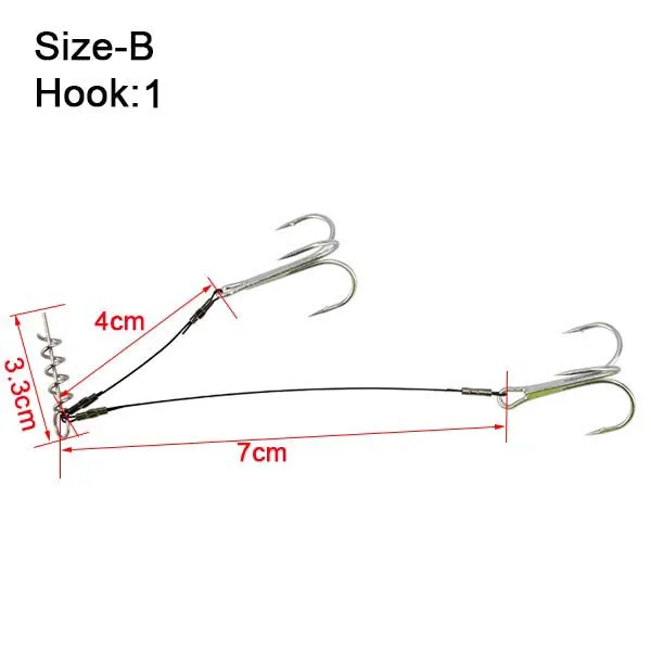 Spinpoler 1PCS Stainless Steel  Fishing Hook Rigs 2 Arms Wire Leaders Big Hook R - $31.63