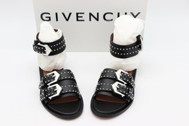 NIB Givenchy Paris Elegant Black Leather Studded Buckle Ankle Strap Sand... - £309.96 GBP