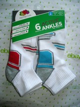 Fruit of The Loom Boys Ankle Socks 6 Pair Size MEDIUM 9-2.5 NEW White Re... - $13.35