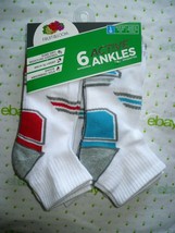 Fruit of The Loom Boys Ankle Socks 6 Pair Size MEDIUM 9-2.5 NEW White Re... - $14.50