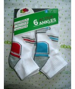 Fruit of The Loom Boys Ankle Socks 6 Pair Size MEDIUM 9-2.5 NEW White Re... - $275.59 MXN