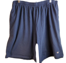 Champion Shorts Mens Size Medium Navy Knit Pocket Logo Elastic Hem Pull On - $13.54