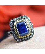 Natural 4 Carat Emerald Cut Blue Sapphire Vintage Ring  for men/women - $121.55