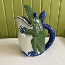 Vintage WCL Green and Blue Frog Ceramic Watering Pitcher Excellent Condi... - £9.57 GBP