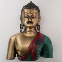 Tibetan Buddhist Stone Inlayed Shakyamuni Buddha Statue 9&quot; - Nepal - £212.30 GBP