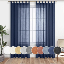 Koufall Navy Blue Sheer Curtains 63x52 Inches 2 Panels Set - £30.90 GBP