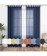 Koufall Navy Blue Sheer Curtains 63x52 Inches 2 Panels Set - £30.81 GBP