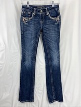Grace In LA Bootcut Women&#39;s Embroidered Embellish Jeans Size 26 Faded - $35.14