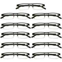 11Pair Mens Metal Half Frame Rectangle Reading Glasses Spring Hinge Slim Readers - $29.99