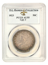 1823 50c PCGS AU55 (Ugly 3) ex: D.L. Hansen - £4,326.38 GBP