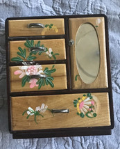 Vintage, Jewelry Box,5 Drawer /Compartments, Mirror, Hand Pai - £17.98 GBP