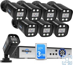 [3Tb Hdd] Hiseeu 3K 8Ch Wired Security Camera System With, 24/7 Record - £245.10 GBP