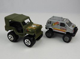 Pair of Vintage diecast Toys Remco Aero Van &amp; Buddy L Army green Jeep - $11.87