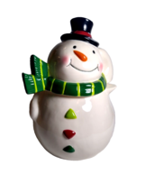 Snowman Cookie Jar Vintage Christmas Holiday Season 8&quot; Ceramic w/ Lid Jo... - $61.75