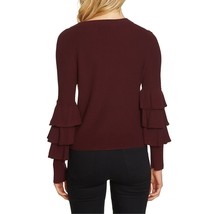 NWT Womens Size Large Nordstrom 1.STATE Burgundy Tiered Ruffle Sleeve Sw... - £20.33 GBP