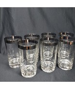 VTG Silver Rimmed Tall Boy Tumbler Glasses Mid-Century Modern Barware 12... - £36.16 GBP