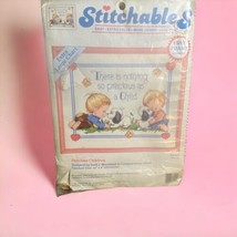 Dimensions Counted Cross Stitch Kit "Precious Children" 1992 VTG 10"X8" 72122 - $17.77