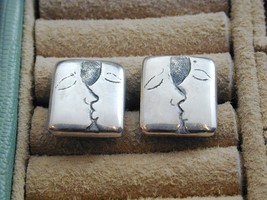 Estate 999 Fine Silver Cuff Links Couple Faces Kissing Signed SDR - £97.63 GBP
