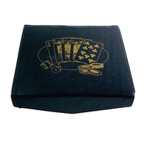 Poker Game Set with Leather Travel Case Chips 2 Card Decks Dice Vintage - $23.38